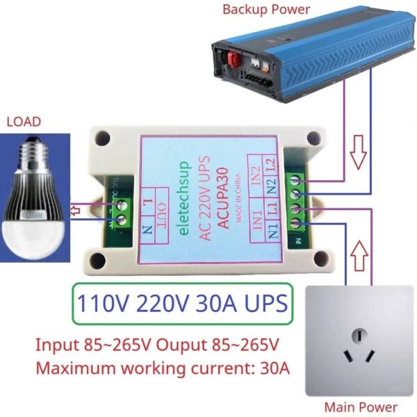 Módulo UPS de conmutación automática, transferencia automática, 30A, AC 85-265V, 50, 60HZ