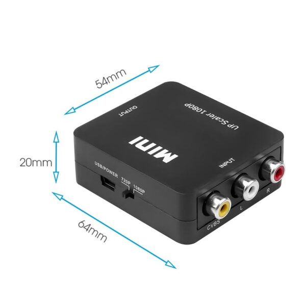 Adaptador AV (RCA) a HDMI – Mini Conversor de Video Compuesto a Alta Definición 1080p M2 - Imagen 3