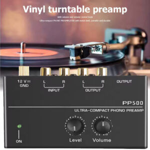 Mini Preamplificador Phono con Control de Volumen - Preamplificador para Tocadisco