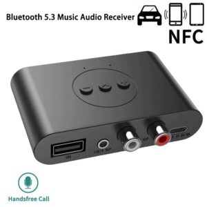 Receptor de Audio Bluetooth 5.3 con NFC, USB, AUX, RCA y Micrófono