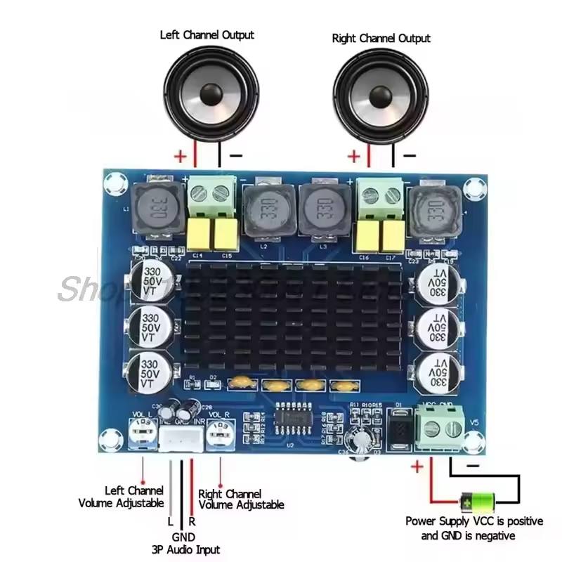 Módulo Amplificador Digital 120W+120W Estéreo TPA3116D2 XH-M543