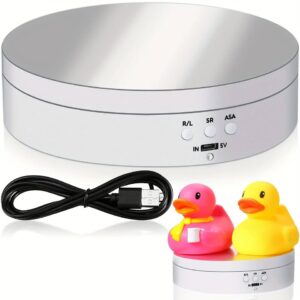 Base Giratoria Automática 360° con Accesorio de Piso Espejo y Cable USB