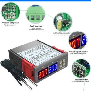 Controlador de temperatura digital dual, con relé, 110-220 V STC-3008 Termostato