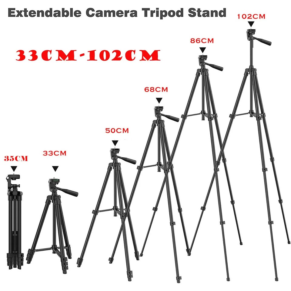Trípode Ligero Ajustable de 103 cm con Control Bluetooth - Compatible con Cámaras, Celulares y Dispositivos SLR - Imagen 2