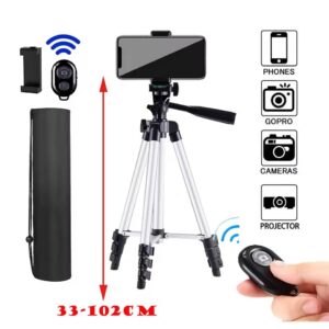 Trípode Ligero Ajustable de 103 cm con Control Bluetooth - Compatible con Cámaras, Celulares y Dispositivos SLR