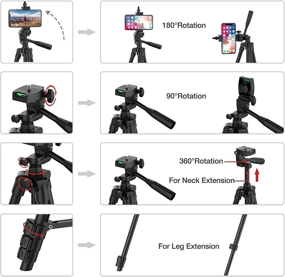 Trípode Ligero Ajustable de 103 cm con Control Bluetooth - Compatible con Cámaras, Celulares y Dispositivos SLR - Imagen 4
