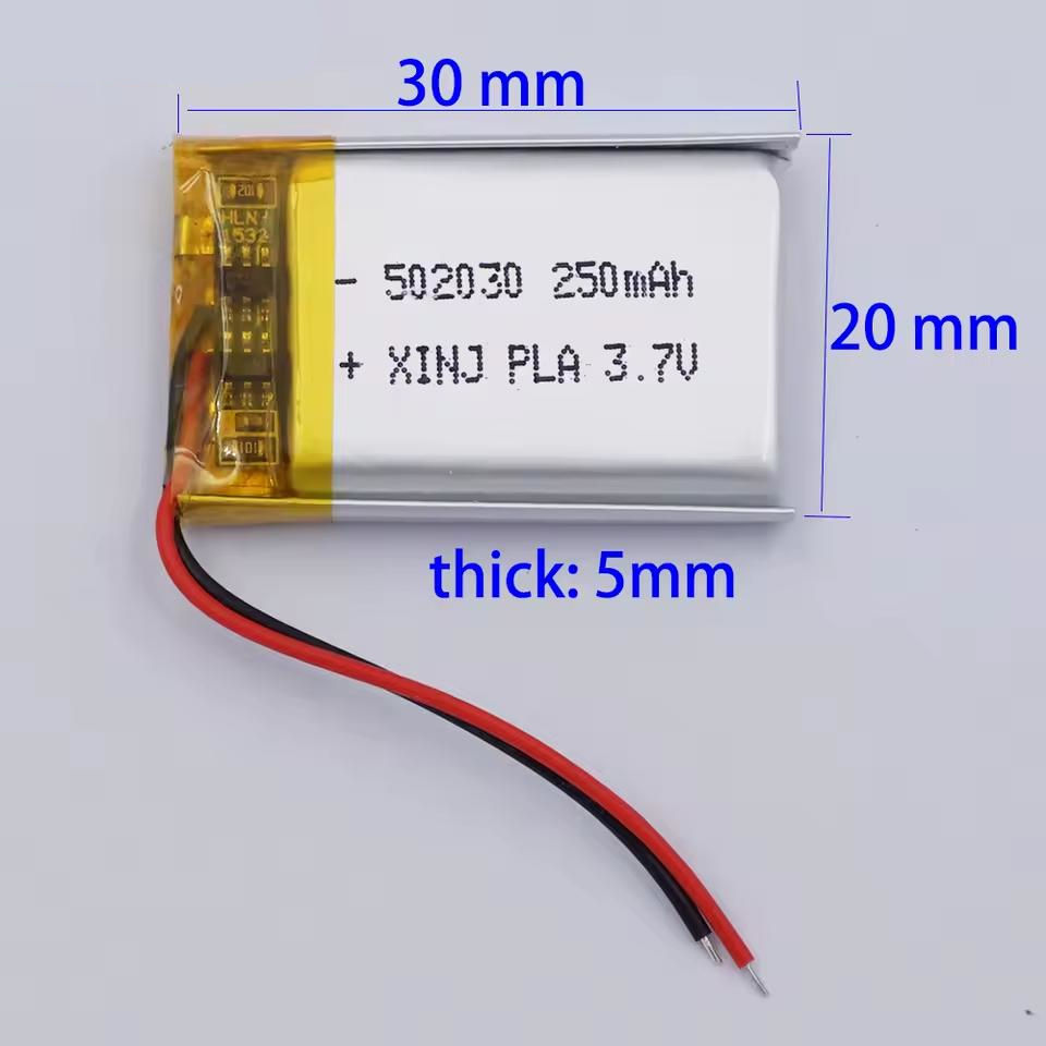 Batería de Litio Li-Po 3.7V 250mAh (502030) con Protección